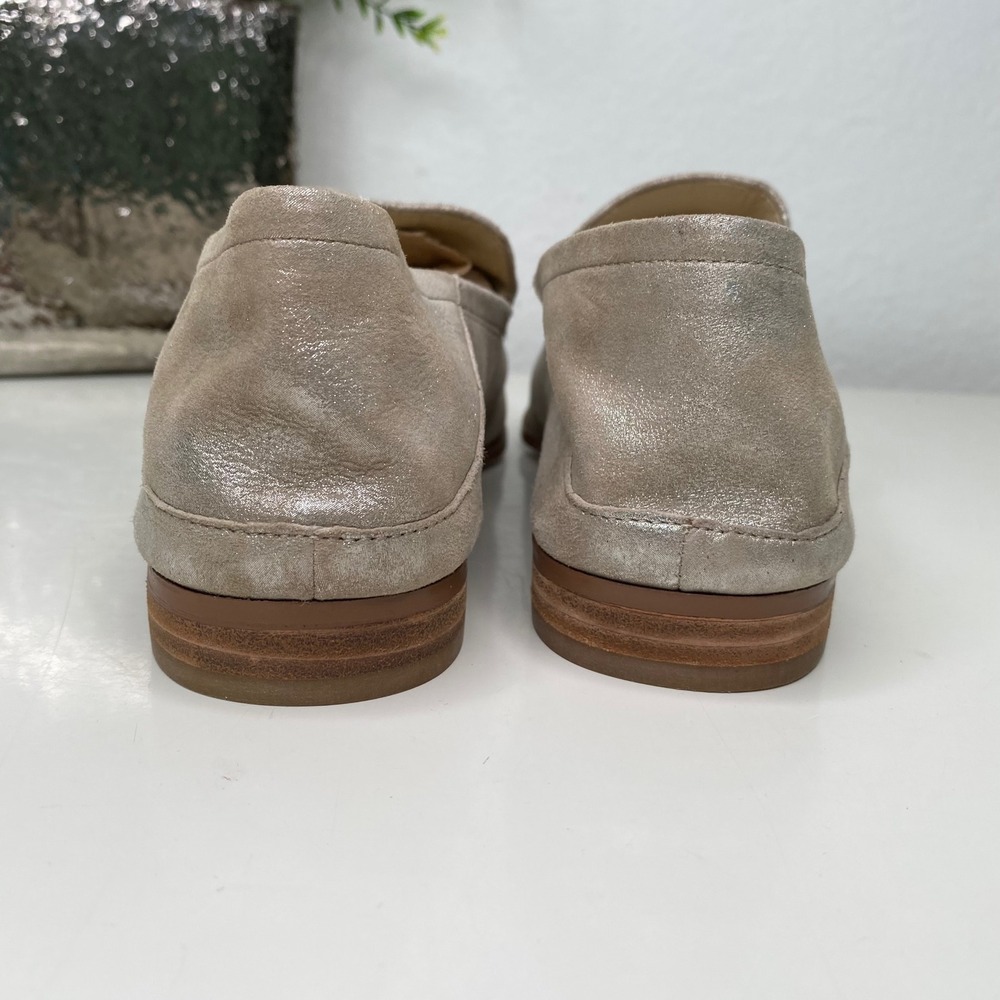 Vince Camuto Jendeya Loafers Womens Silver Metallic Leather Flats Minimalist 9.5 - Picture 6 of 11